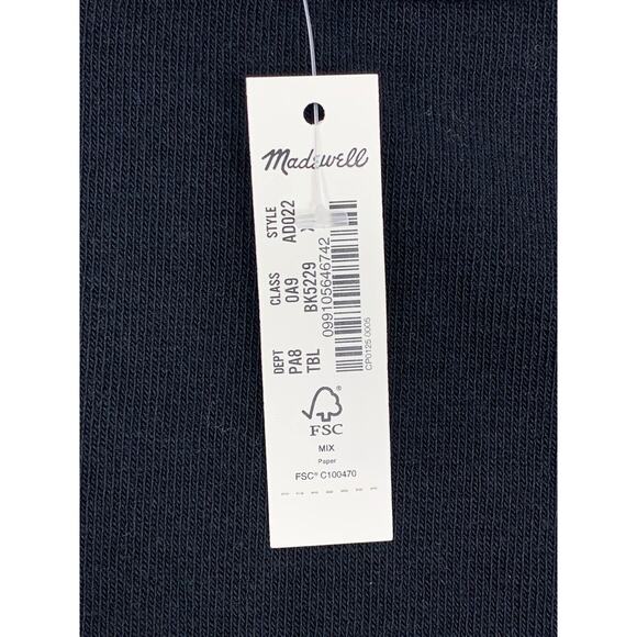 NWT Madewell Crewneck Short Sleeve Bodysuit Thong Women's size XS Black - Picture 2 of 12